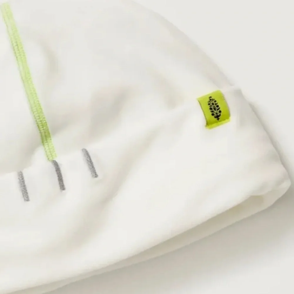 FP Movement Finish Line Micro Fleece Beanie-White and Lime Green